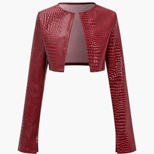 Cropped faux leather jacket